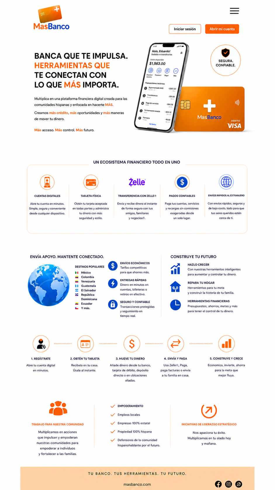 MasBanco investor landing page mobile